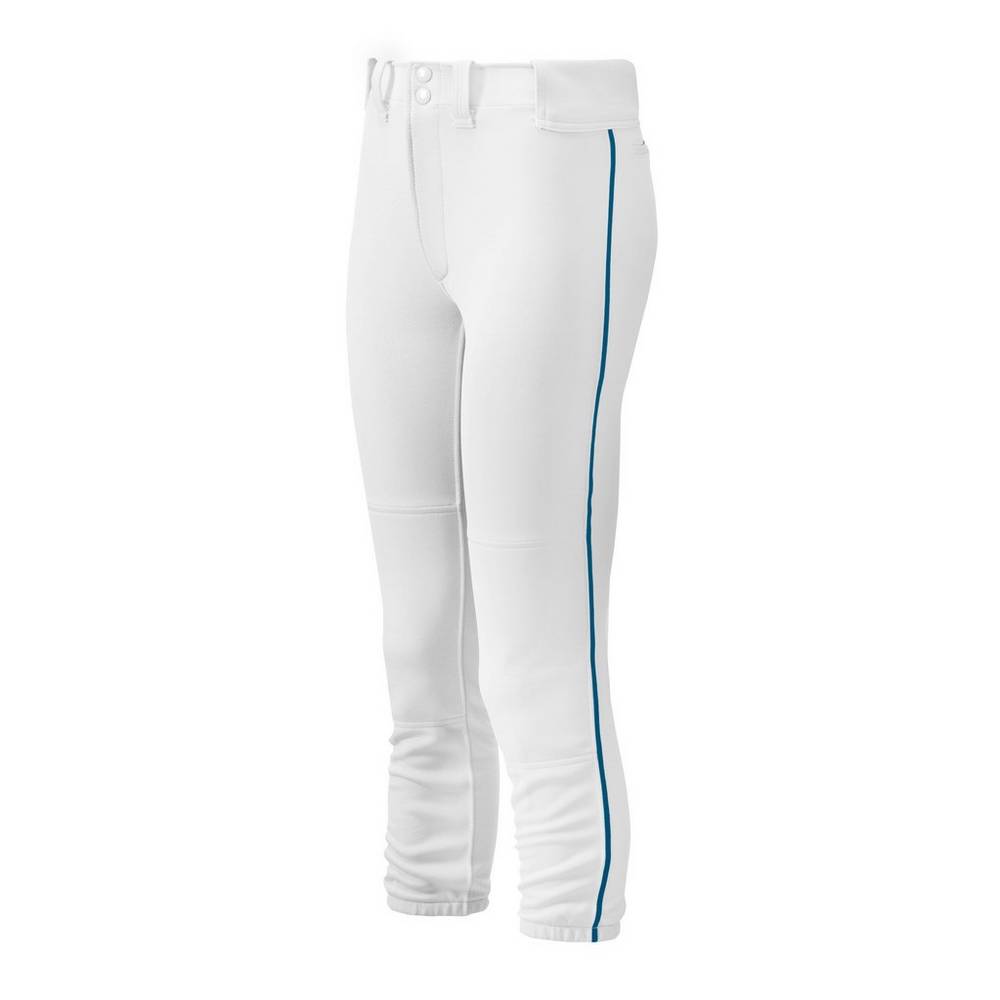Pantalones Mizuno Softball Belted Piped Para Mujer Blancos/Azul Marino 4760128-FD